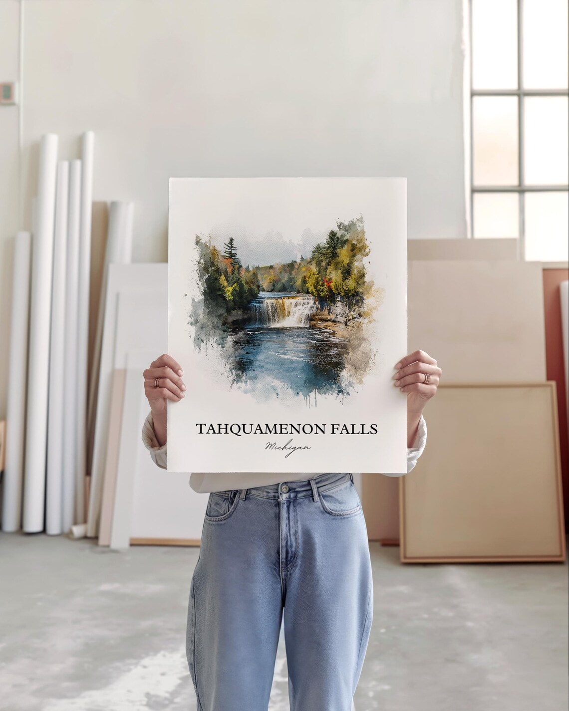Tahquamenon Falls Michigan Upper Peninsula Waterfall Travel Poster - Image 3