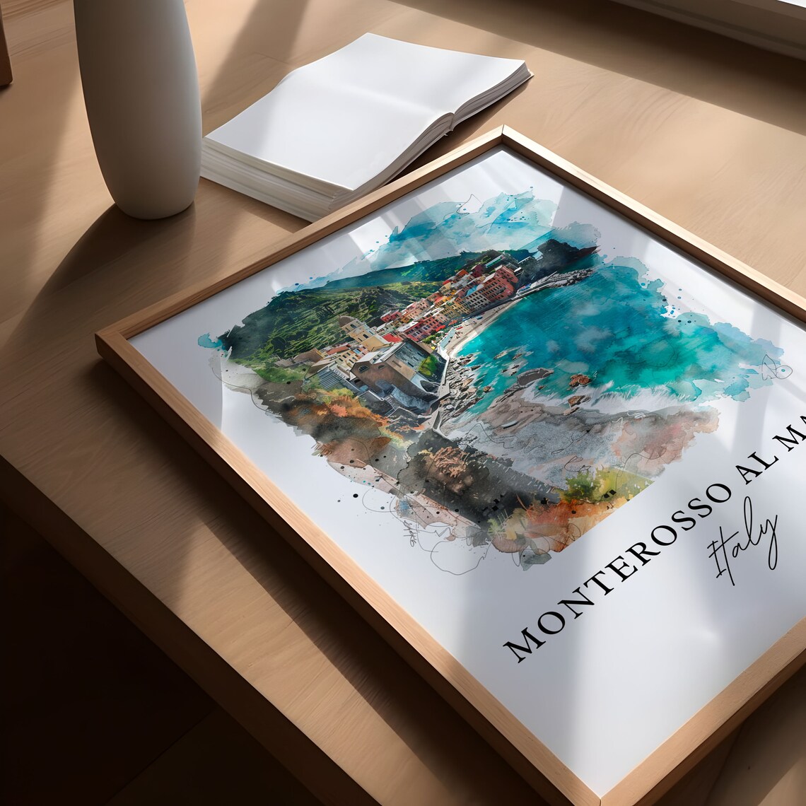 Monterosso Al Mare Cinque Terre Watercolor Italy Travel Poster - Image 5