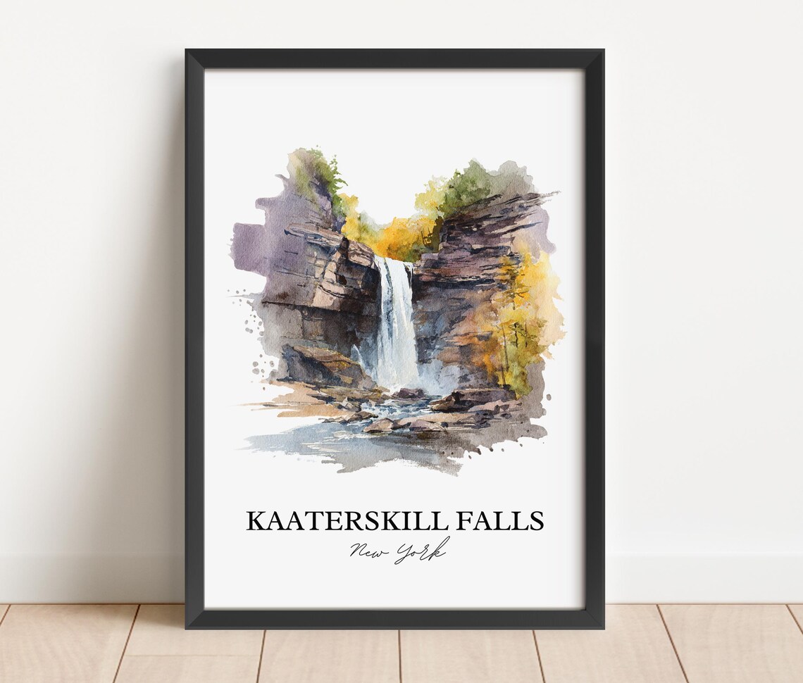 Kaaterskill Falls New York Waterfall Watercolor Nature Poster - Image 2