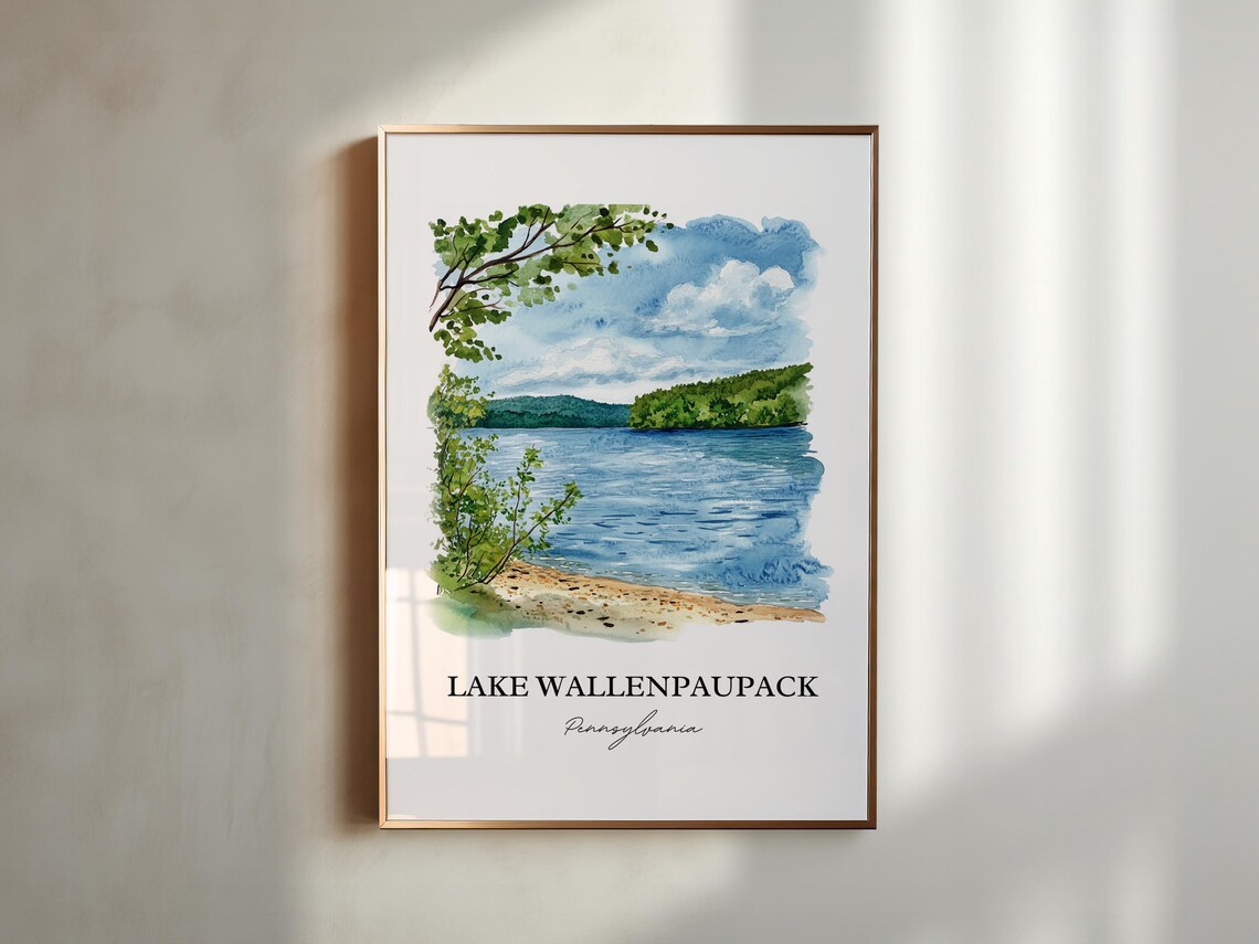 Lake Wallenpaupack Pennsylvania Lakeside Watercolor Art Poster - Image 2