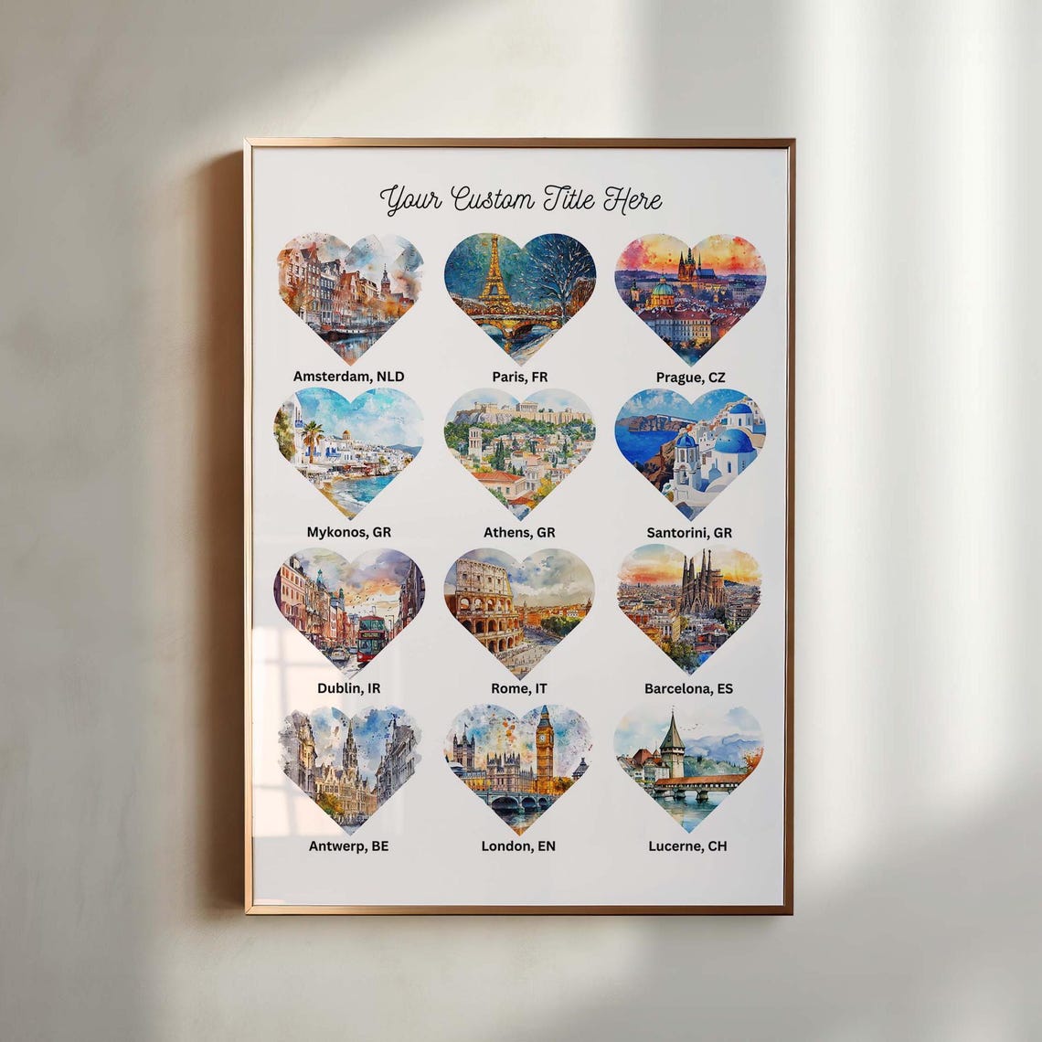 Custom Twelve Heart European City Collage Personalized Travel Poster - Image 4