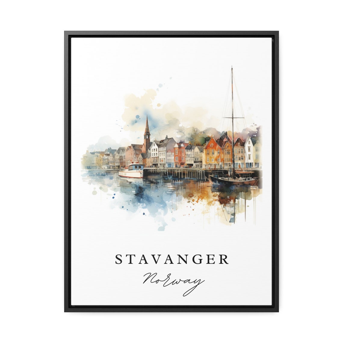 Stavanger Norway Travel Poster, Custom Text - Image 2