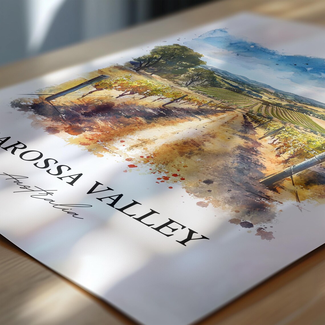 Barossa Valley Australia Vineyard Landscape Watercolor Rustic Poster - Image 5