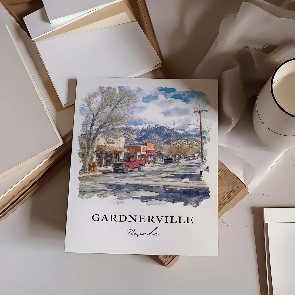 Gardnerville Nevada Western Main Street Snow Capped Sierra View Poster - Image 4