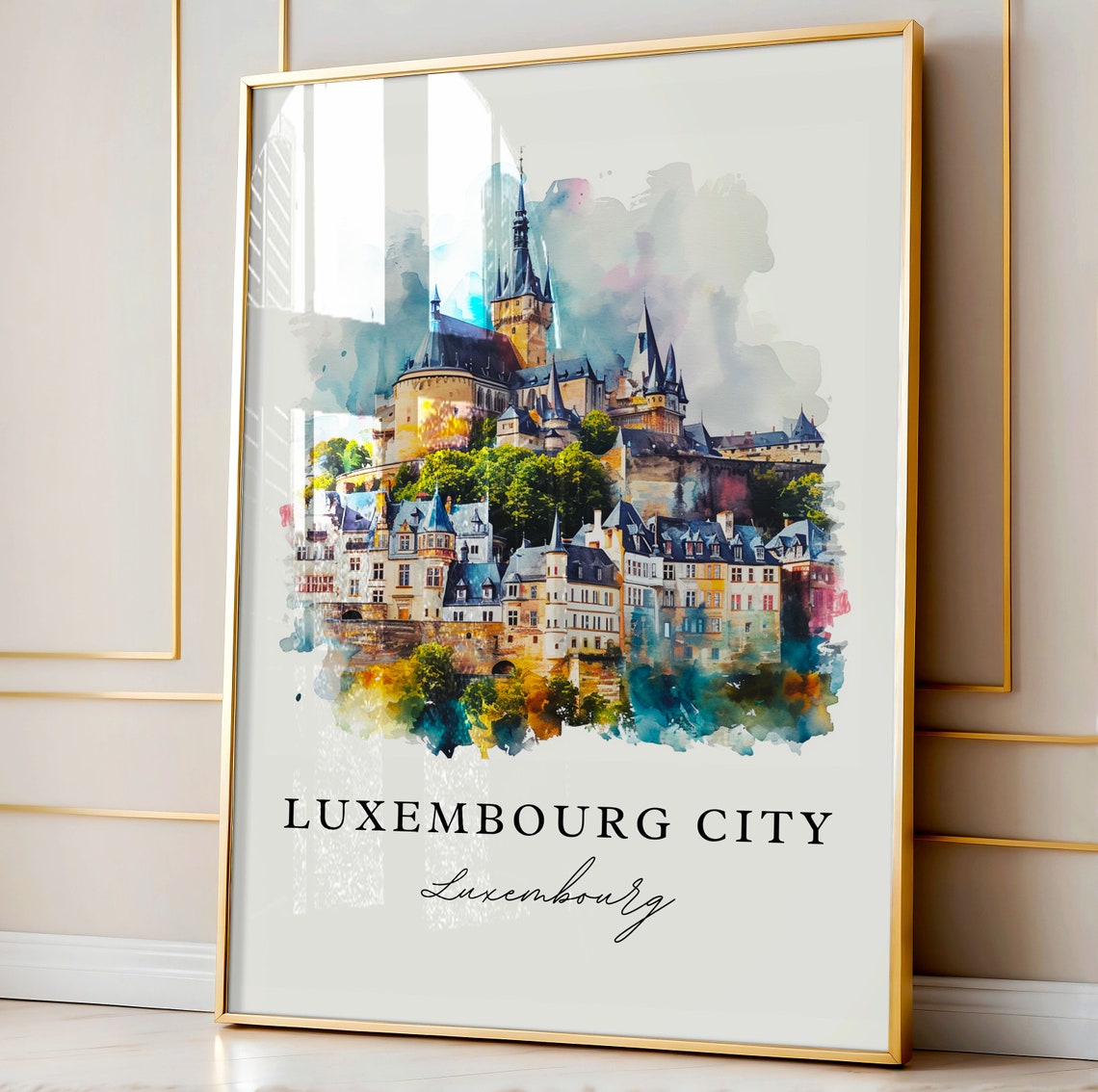 Luxembourg City Watercolor Travel Art Print - Image 4