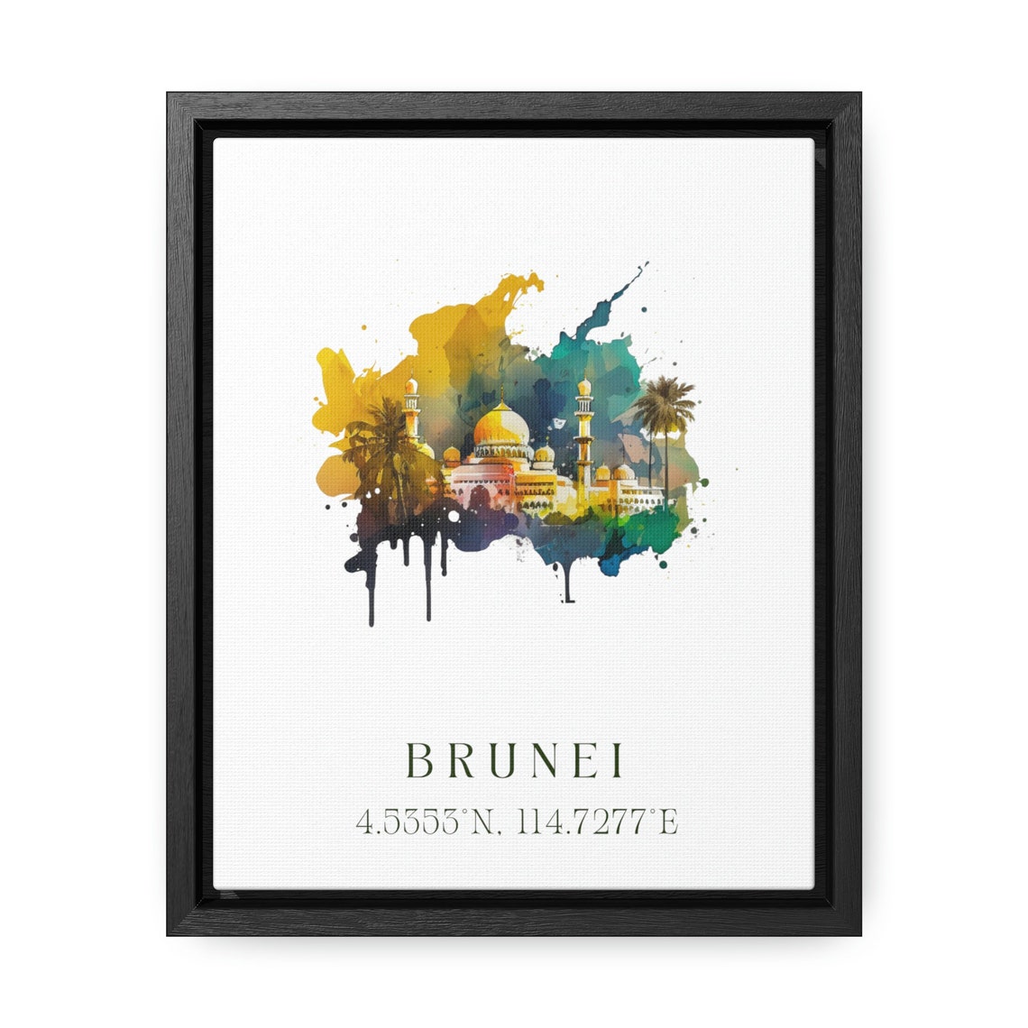 Brunei Wall Art Poster Asia Wedding Gift Birthday Present Custom Text Personalised - Image 2