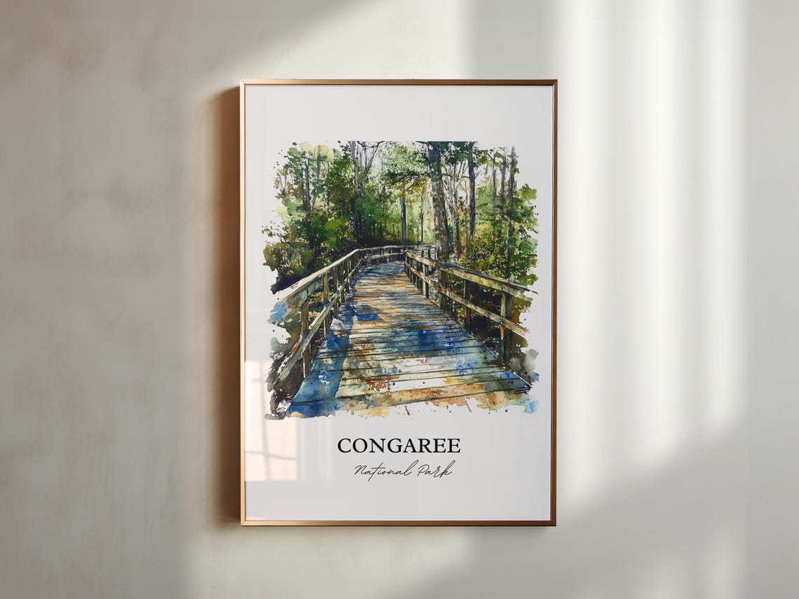 Congaree National Park South Carolina Shaded Boardwalk Art Poster - Image 3
