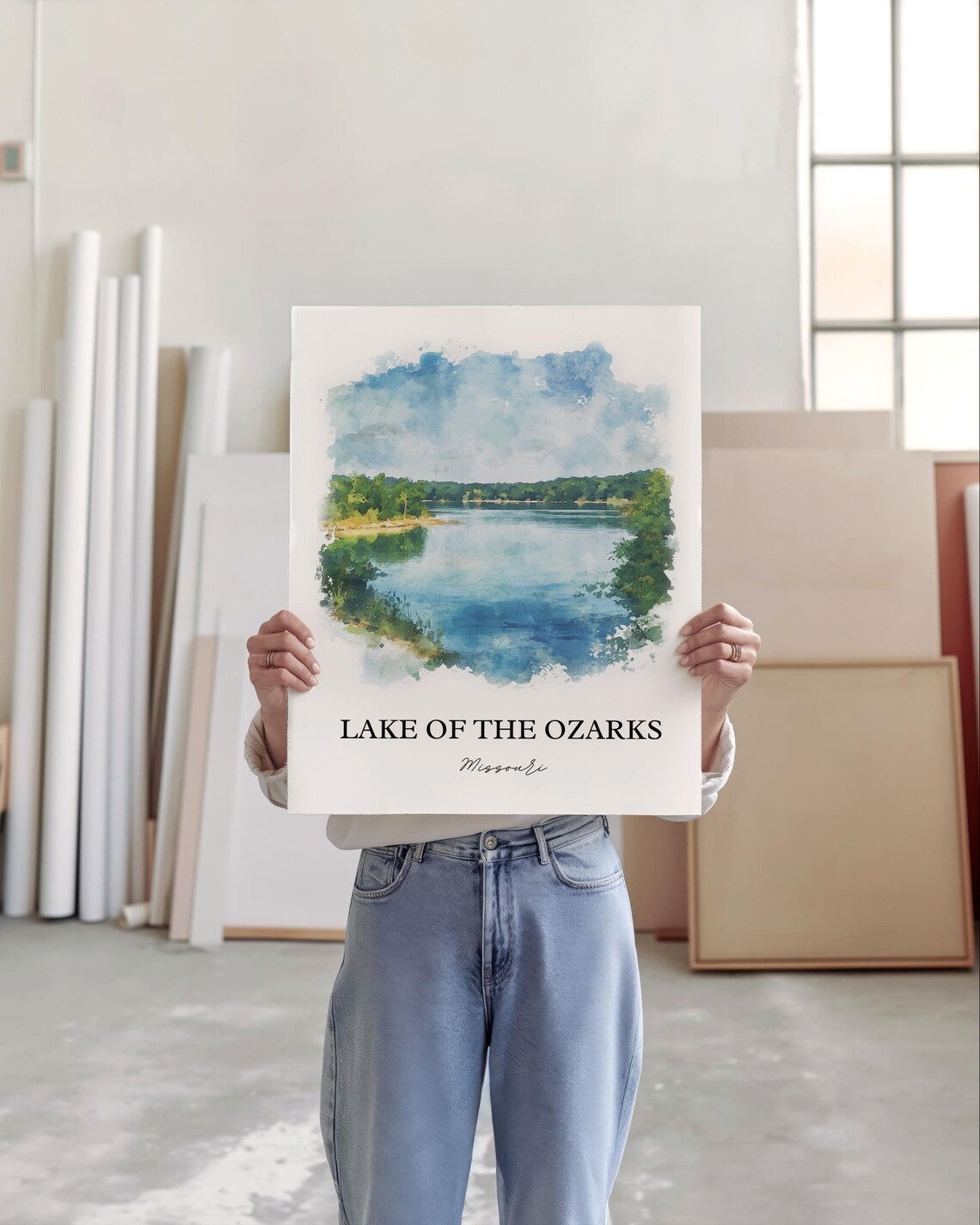 Lake of the Ozarks Missouri Serene Calm Lake Watercolor Poster - Image 3