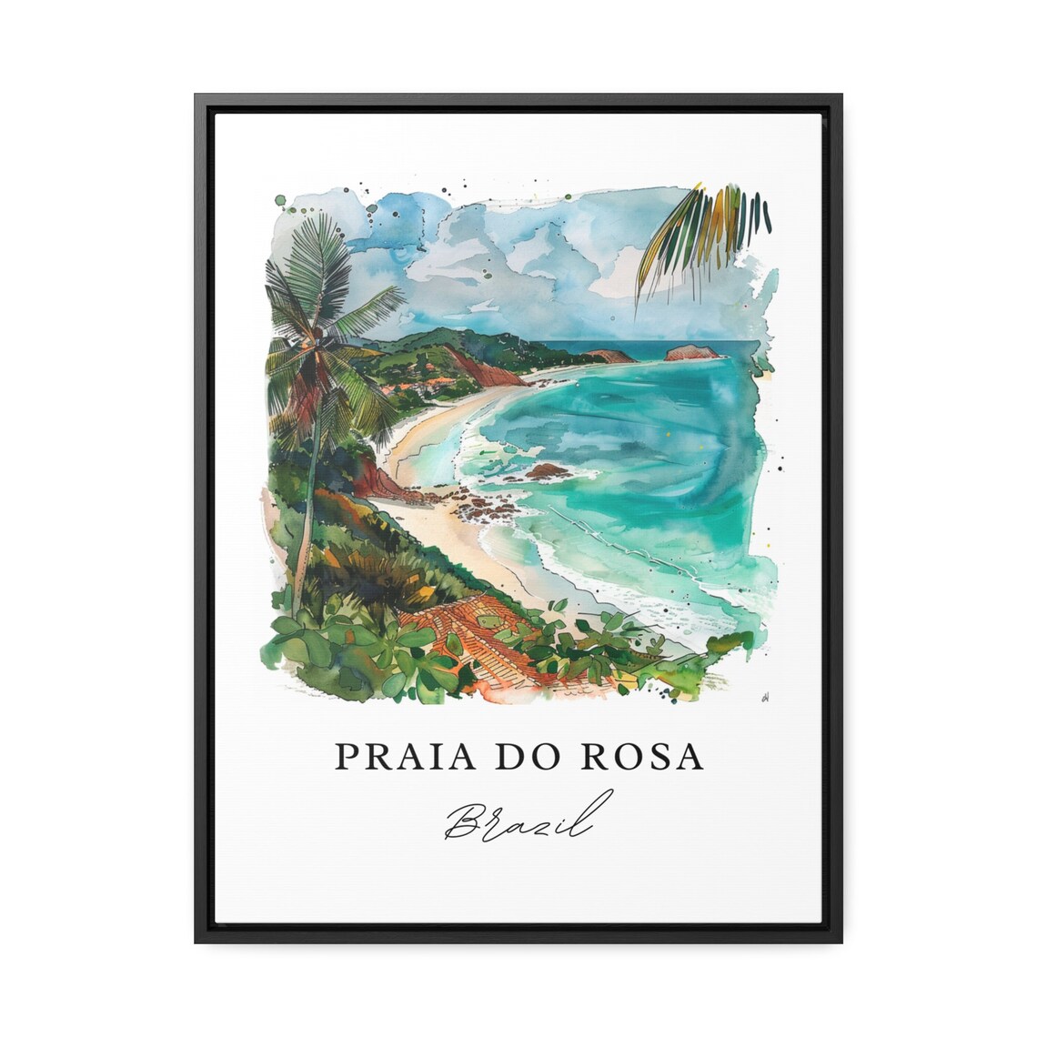 Praia Do Rosa Brazil Watercolor Tropical Beach Travel Poster - Image 2