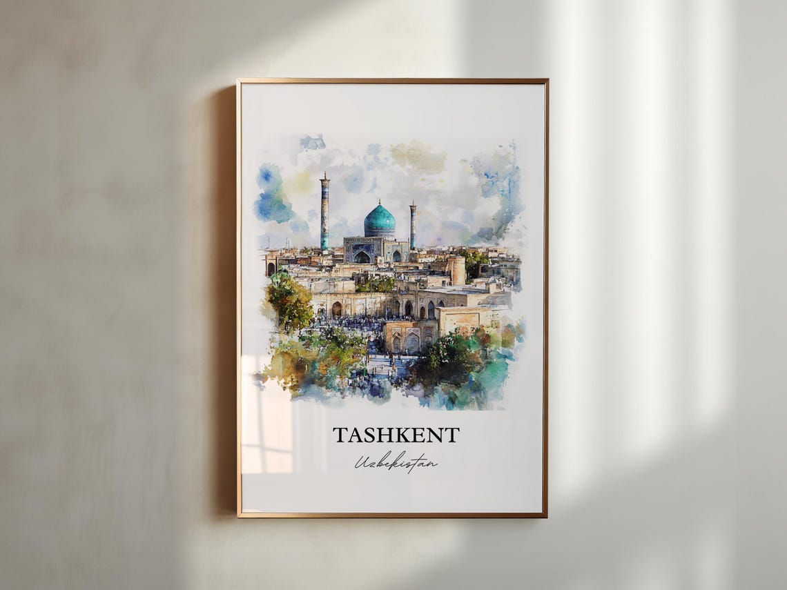 Tashkent Skyline Watercolor Travel Poster, Uzbekistan - Image 5