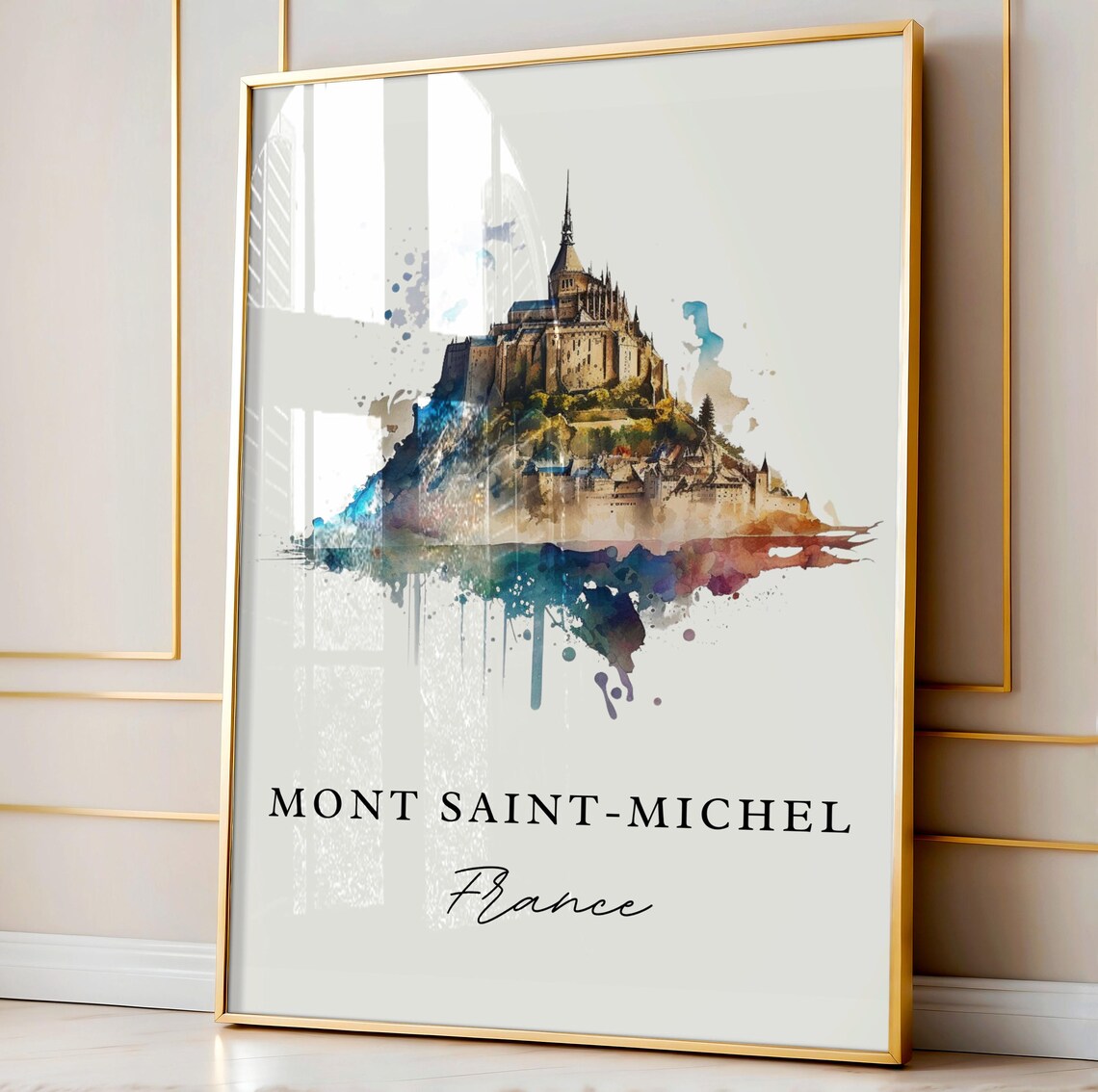 Mont Saint-Michel France Abbey Island Watercolor Travel Poster - Image 4
