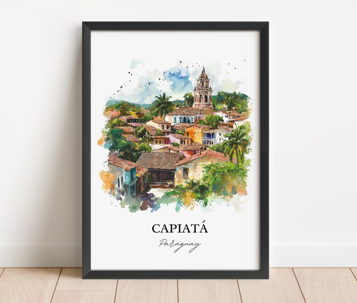 Capiat Paraguay Wall Art Print Watercolor Gift Travel Poster Housewarming - Image 5