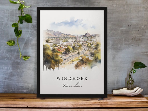 Windhoek Traditional Travel Art Namibia Poster Wedding Gift Birthday Present Custom Text Personalized