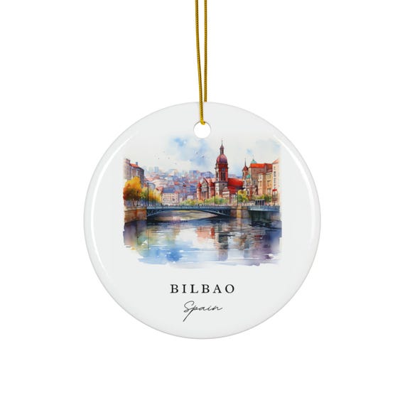 Bilbao Spain Christmas Travel Poster, Xmas Decor