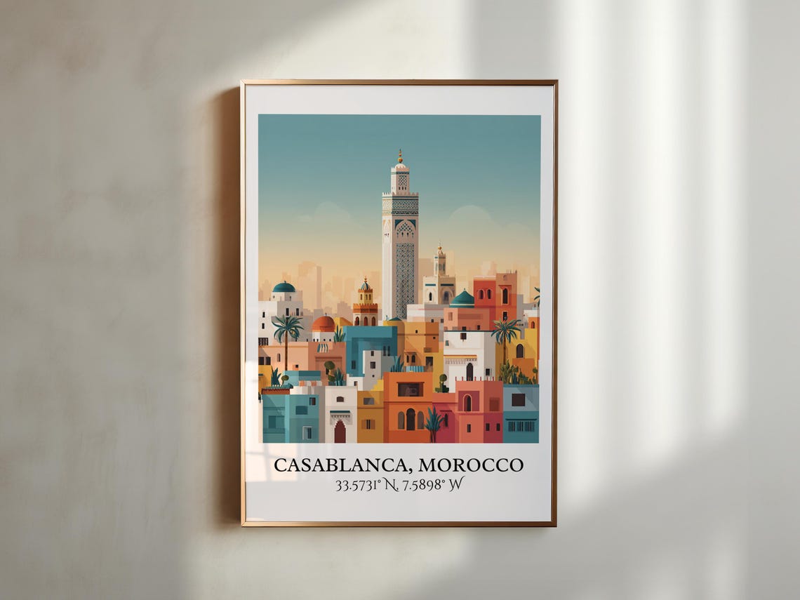 Casablanca Art Retro Travel Morocco Decor Gift Prints Housewarming - Image 2