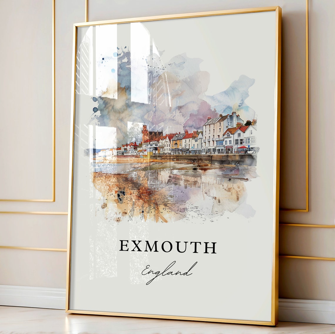Exmouth England Watercolor Travel Poster, Housewarming - Image 3