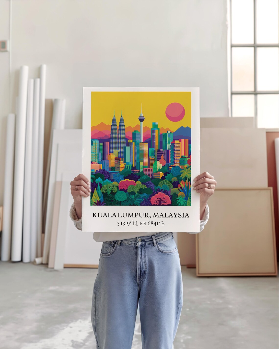 Kuala Lumpur Malaysia Sunset Twin Towers Jungle Foreground Poster - Image 5