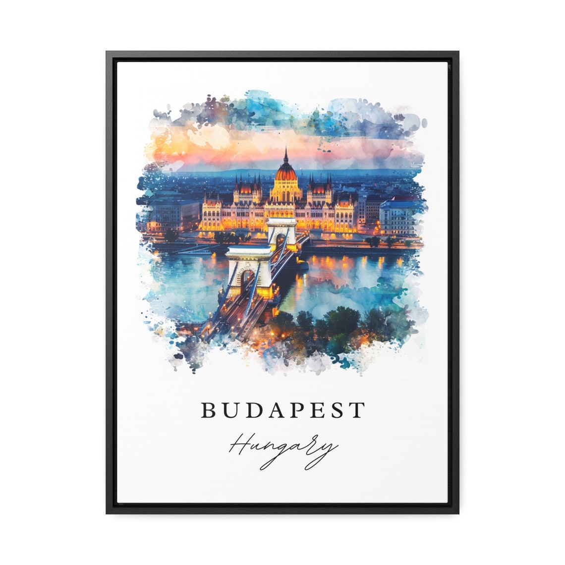 Budapest Skyline Travel Poster, Custom Text Gift - Image 2