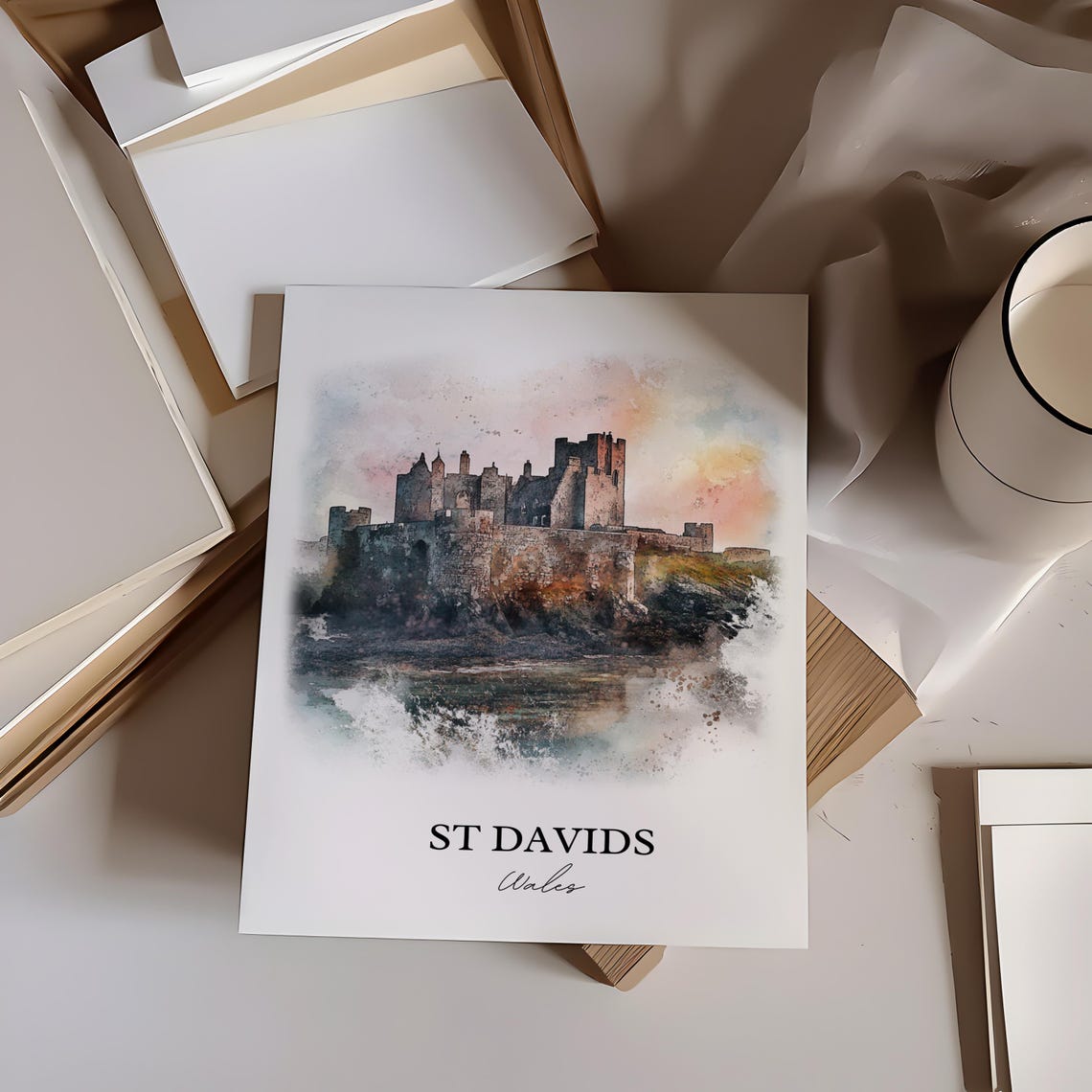 St Davids Wales Watercolor Travel Poster, Pembrokeshire - Image 5