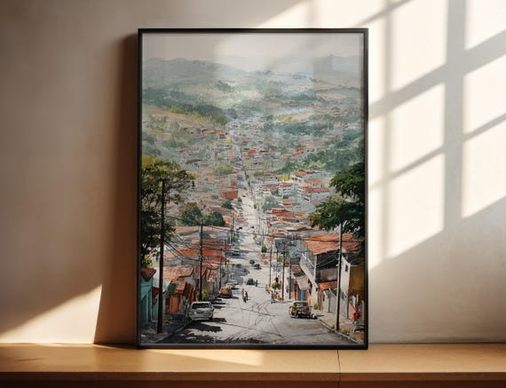 Ciudad Del Este Watercolor Art Paran River Travel Print Artwork Paraguay Decor Wall