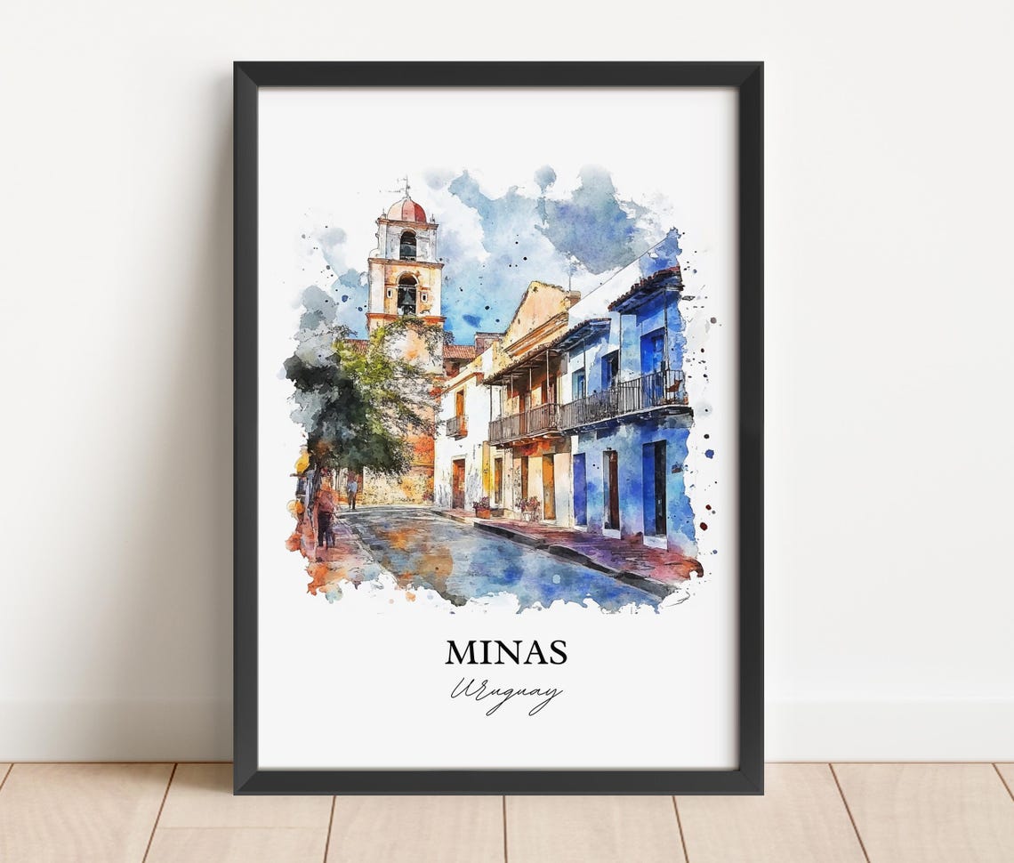 Minas Uruguay Wall Art Lavalleja Print Watercolor Gift Travel Poster Housewarming - Image 3