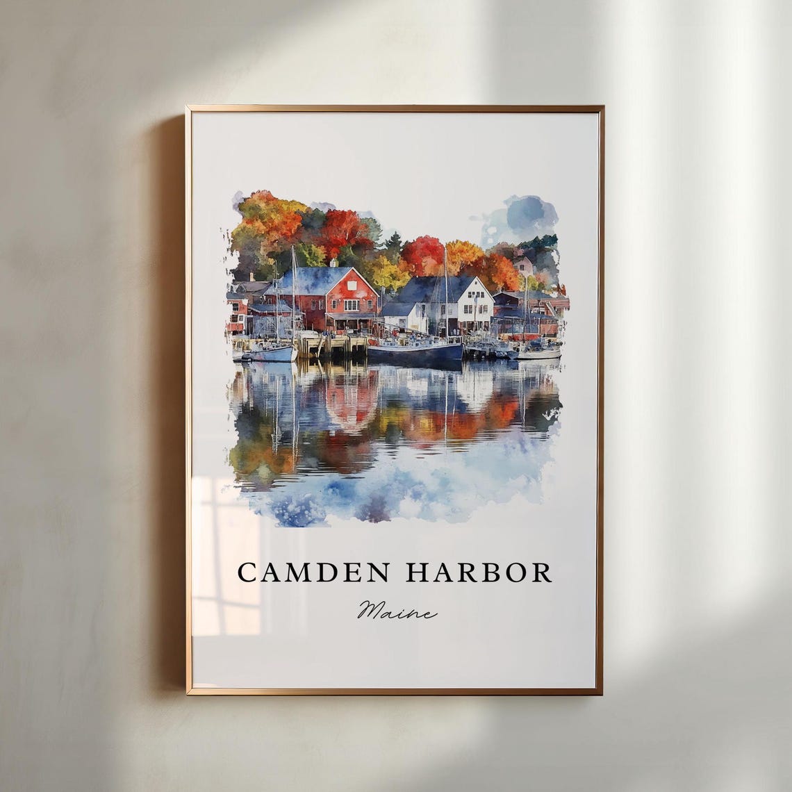 Camden Harbor Me Wall Art Camden Maine Print Camden Watercolor Art Camden Maine Gift Travel Print Travel Poster Housewarming Gift