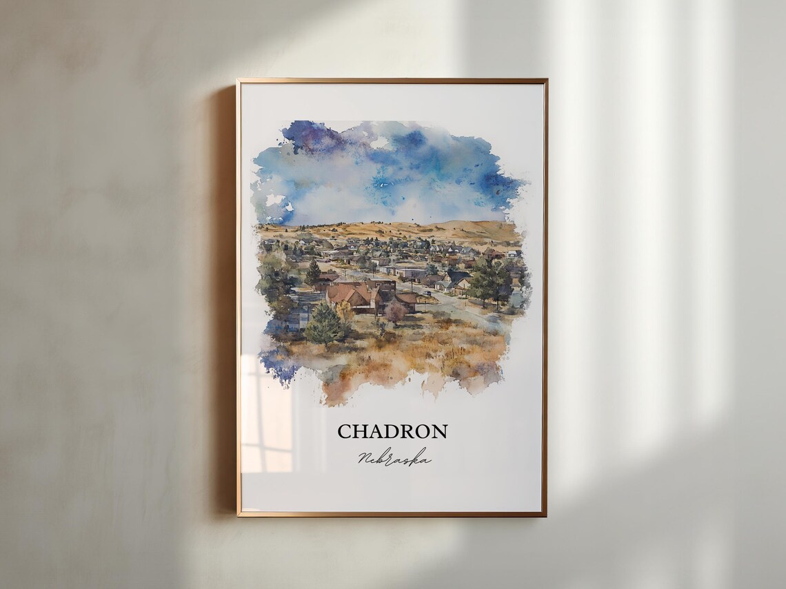 Chadron Nebraska High Plains Prairie Town Scenic Watercolor Poster - Image 5