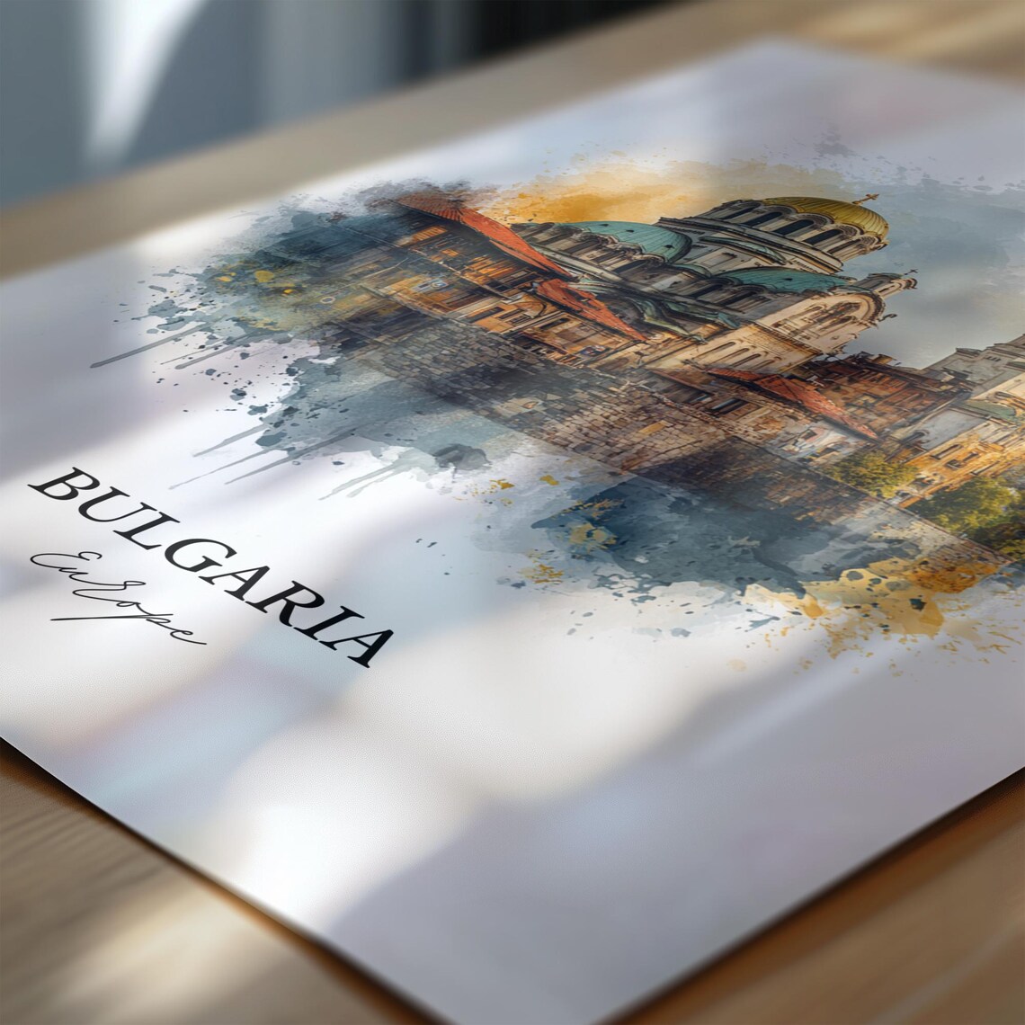 Bulgaria Sofia Golden Dome Church Watercolor Europe Travel Poster - Image 6