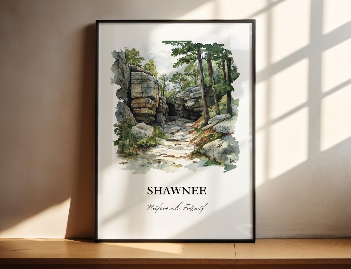 Shawnee National Forest, Illinois Watercolor Travel Poster - Image 5