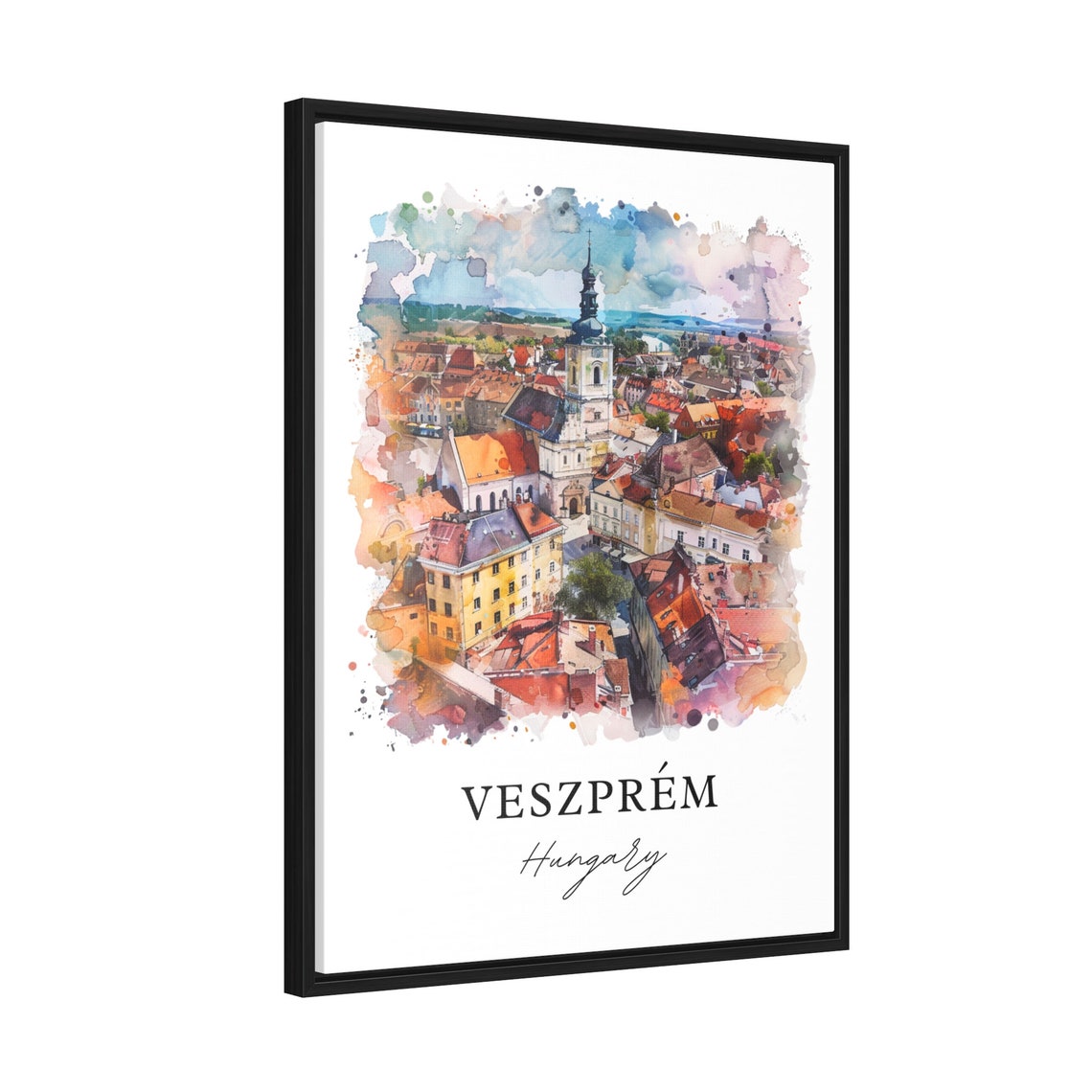 Veszprem Watercolor Travel Poster, Hungary Print - Image 2