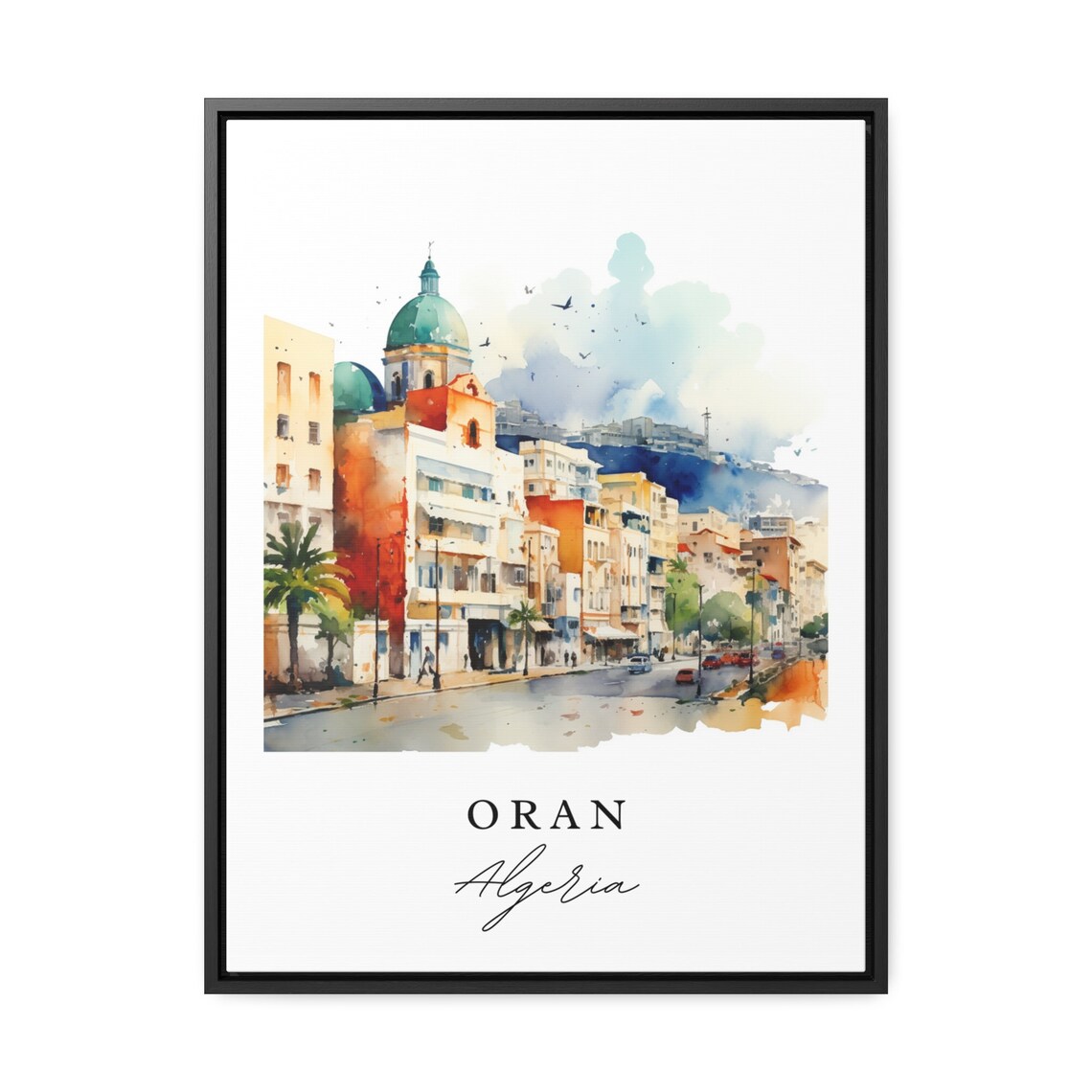 Oran Algeria Watercolor Old Town Street Travel Souvenir Poster - Image 2