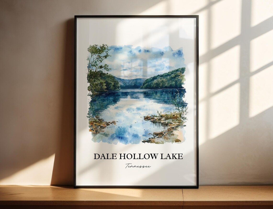Dale Hollow Lake Tennessee Scenic Calm Cove Watercolor Poster