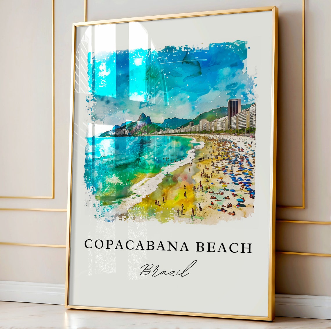 Copacabana Beach Art Print Watercolor Rio De Janeiro Gift Travel Poster Housewarming - Image 3