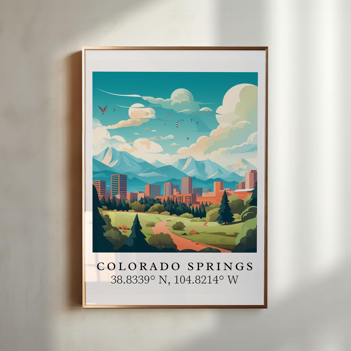 Colorado Springs Retro Skyline Mountain Meadow Coordinate Art Print
