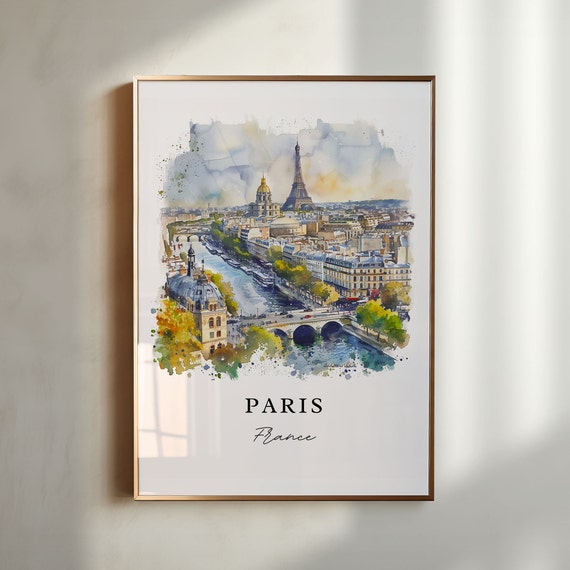Paris Eiffel Tower Watercolor Travel Poster