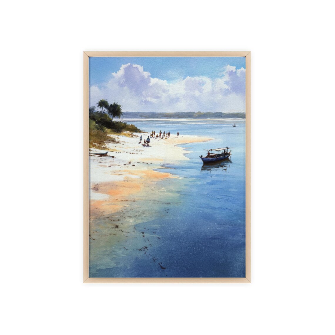 Bazaruto Mozambique Tropical Beach Fishing Boat Watercolor Art Print