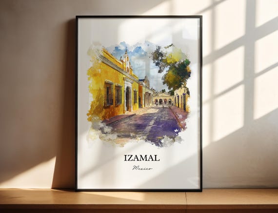 Izamal Mexico Wall Art Yucatn Print Watercolor Gift Travel Poster Housewarming