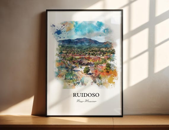 Ruidoso Nm Art Sierra Blanca Mountains Print New Mexico Watercolor Gift Travel Poster Housewarming
