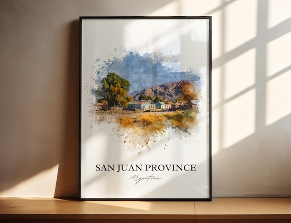 San Juan Province Argentina Scenic Watercolor Travel Landscape Art Poster