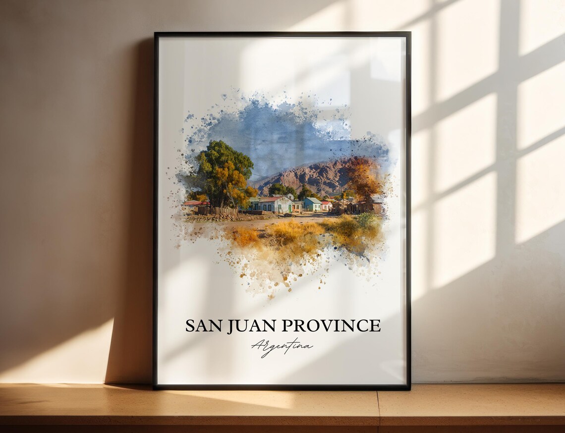 San Juan Province Argentina Scenic Watercolor Travel Landscape Art Poster