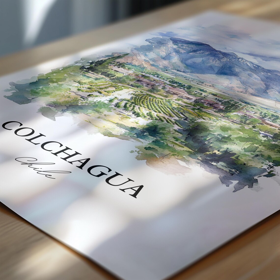 Colchagua Chile Watercolor Vineyard Valley Andes Mountains Poster - Image 6
