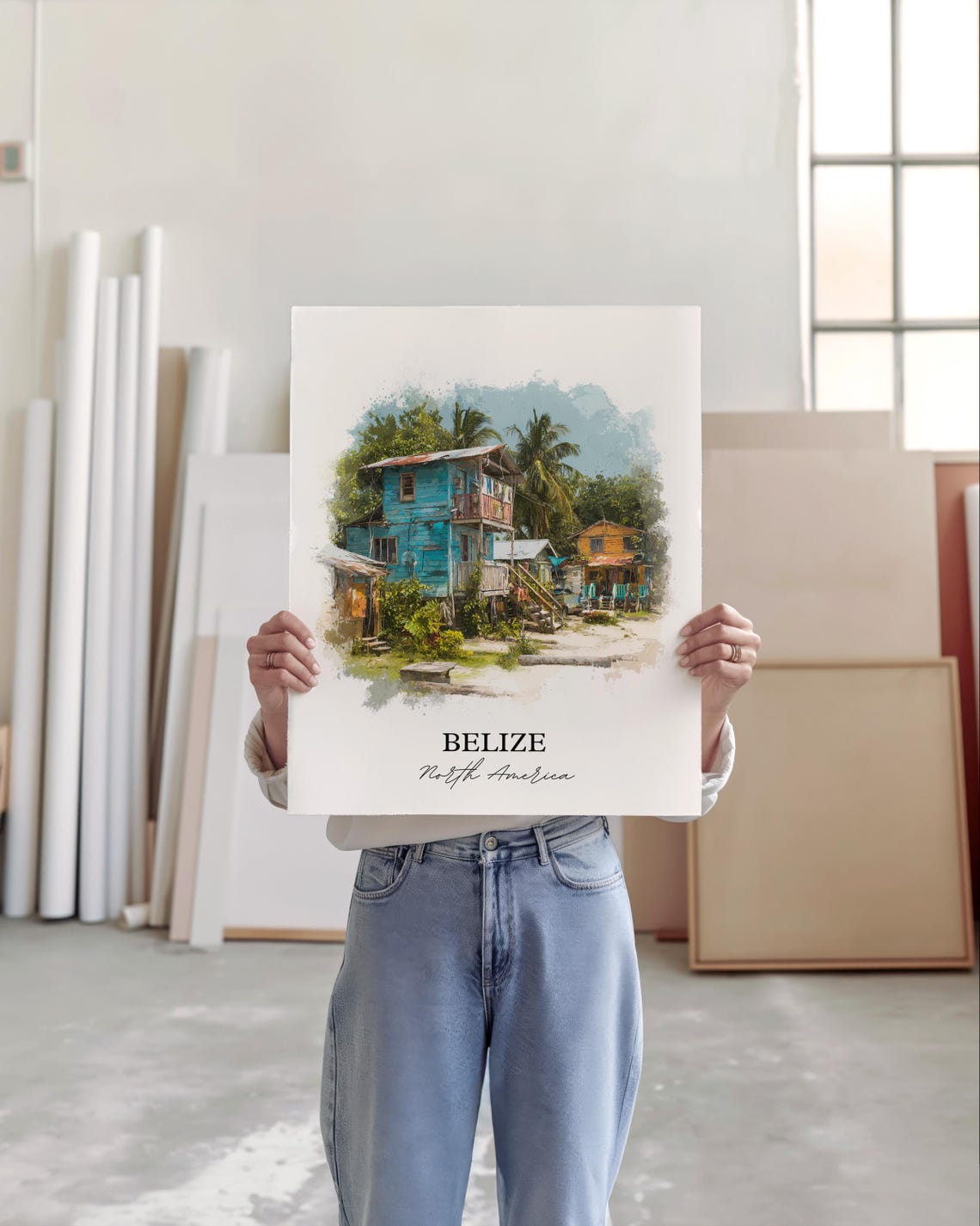 Belize Wall Art Print Watercolor Country Gift Travel Poster Housewarming - Image 4