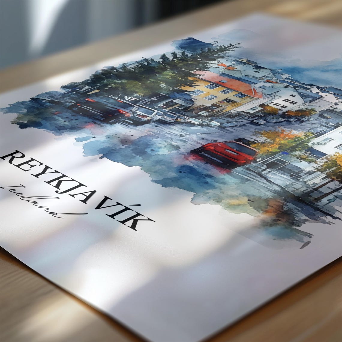 Reykjavik Iceland Watercolor Travel Poster, Art Print - Image 6