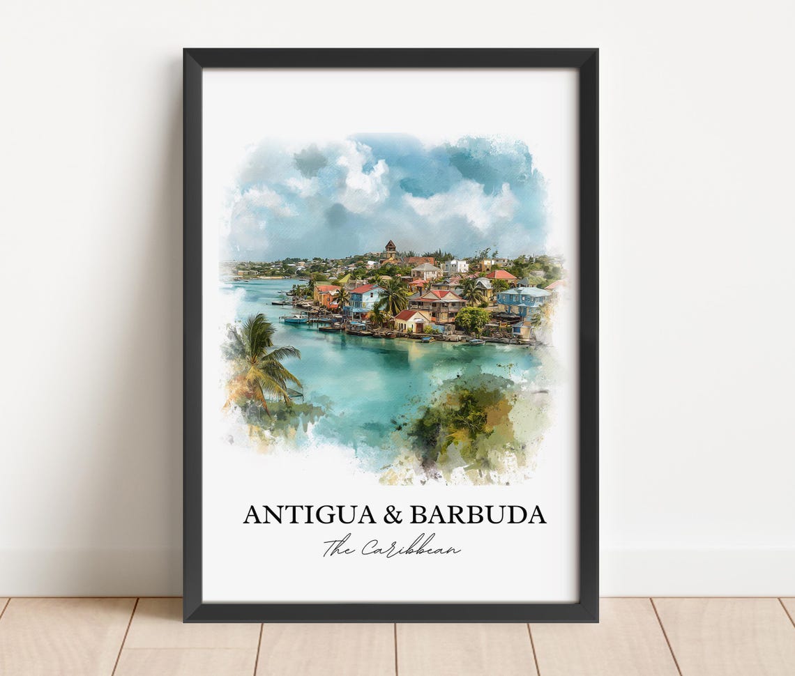 Antigua Barbuda Wall Art Caribbean Print Artwork Gift Travel Poster Housewarming - Image 4