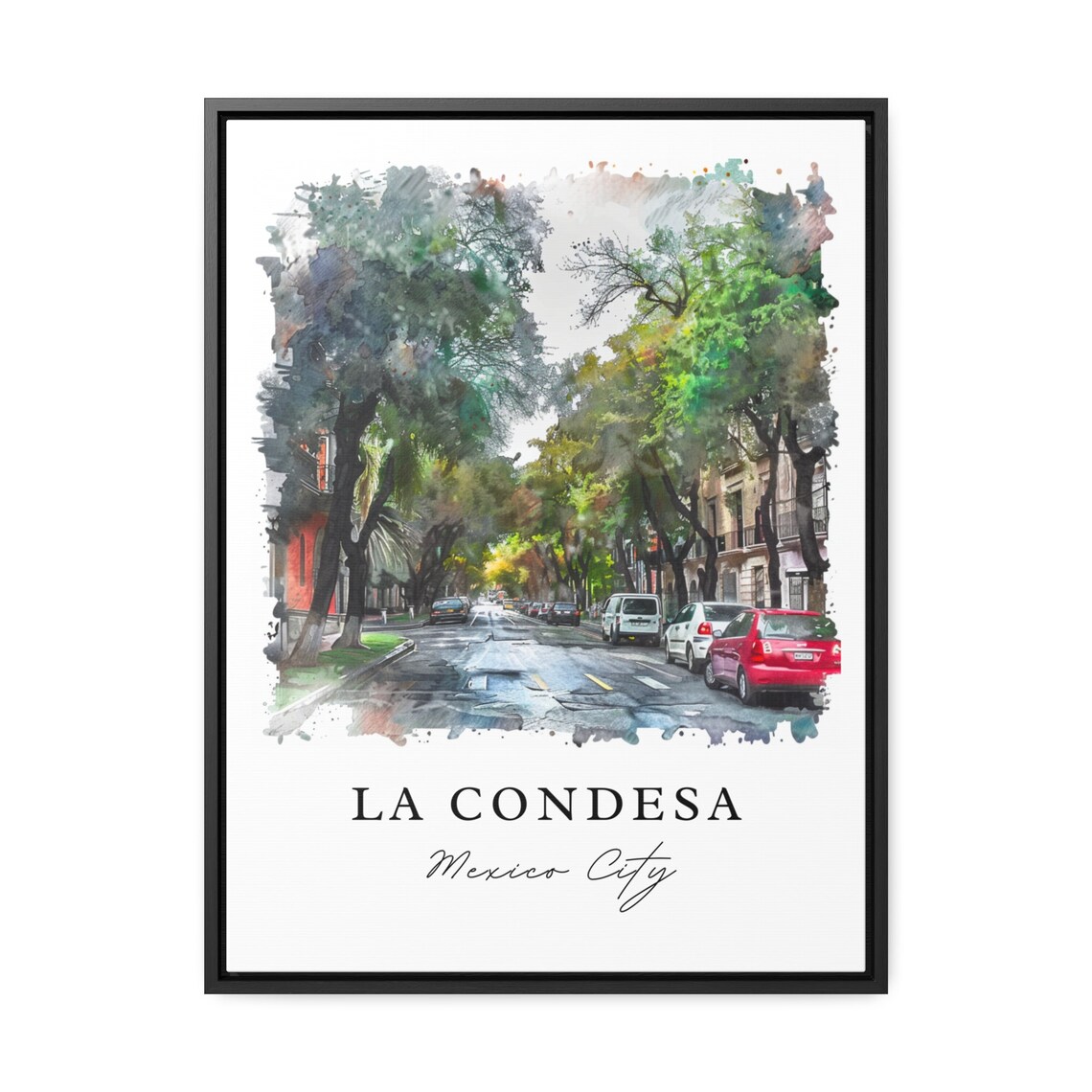 La Condesa Mexico City Charming Tree Lined Street Art Poster - Image 3