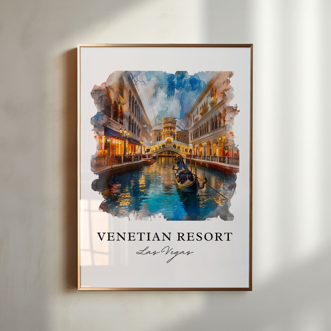 Venetian Resort Las Vegas Grand Canal Gondola Watercolor Poster