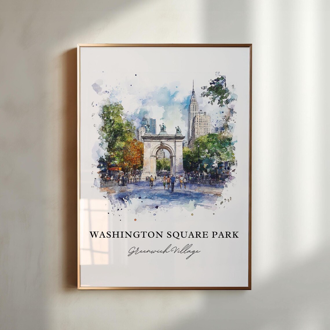 Washington Square Park Arch Greenwich Village Watercolor Poster