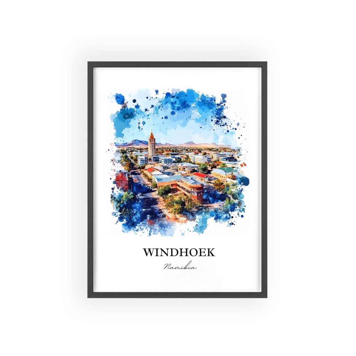 Windhoek Wall Art Namibia Print Watercolor Gift Travel Poster Housewarming - Image 2