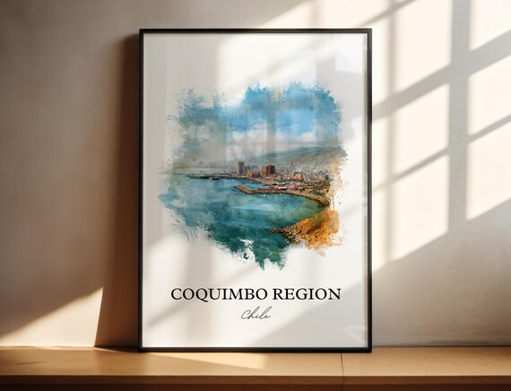 Coquimbo Chile Wall Art Print Watercolor Gift Travel Poster Housewarming