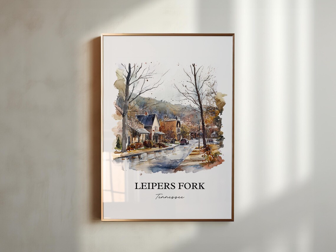 Leipers Fork Tennessee Village Street Watercolor Travel Poster - Image 5